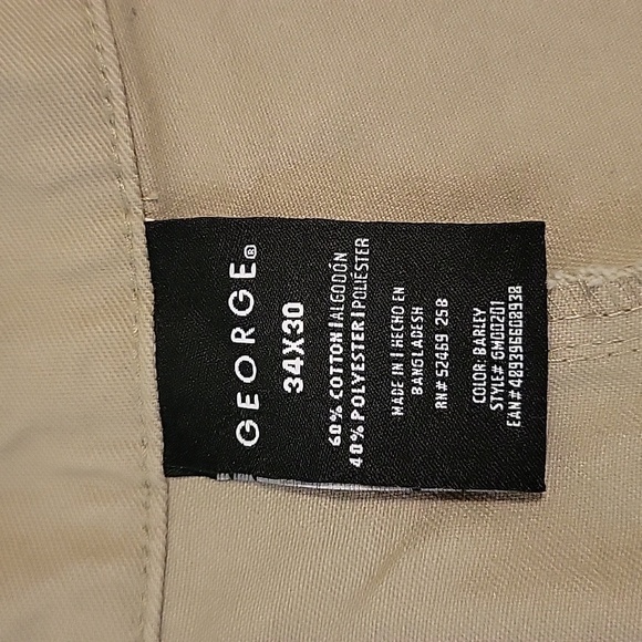 Men's George Khaki Dress Pants size 34 x 30 - Picture 3 of 3